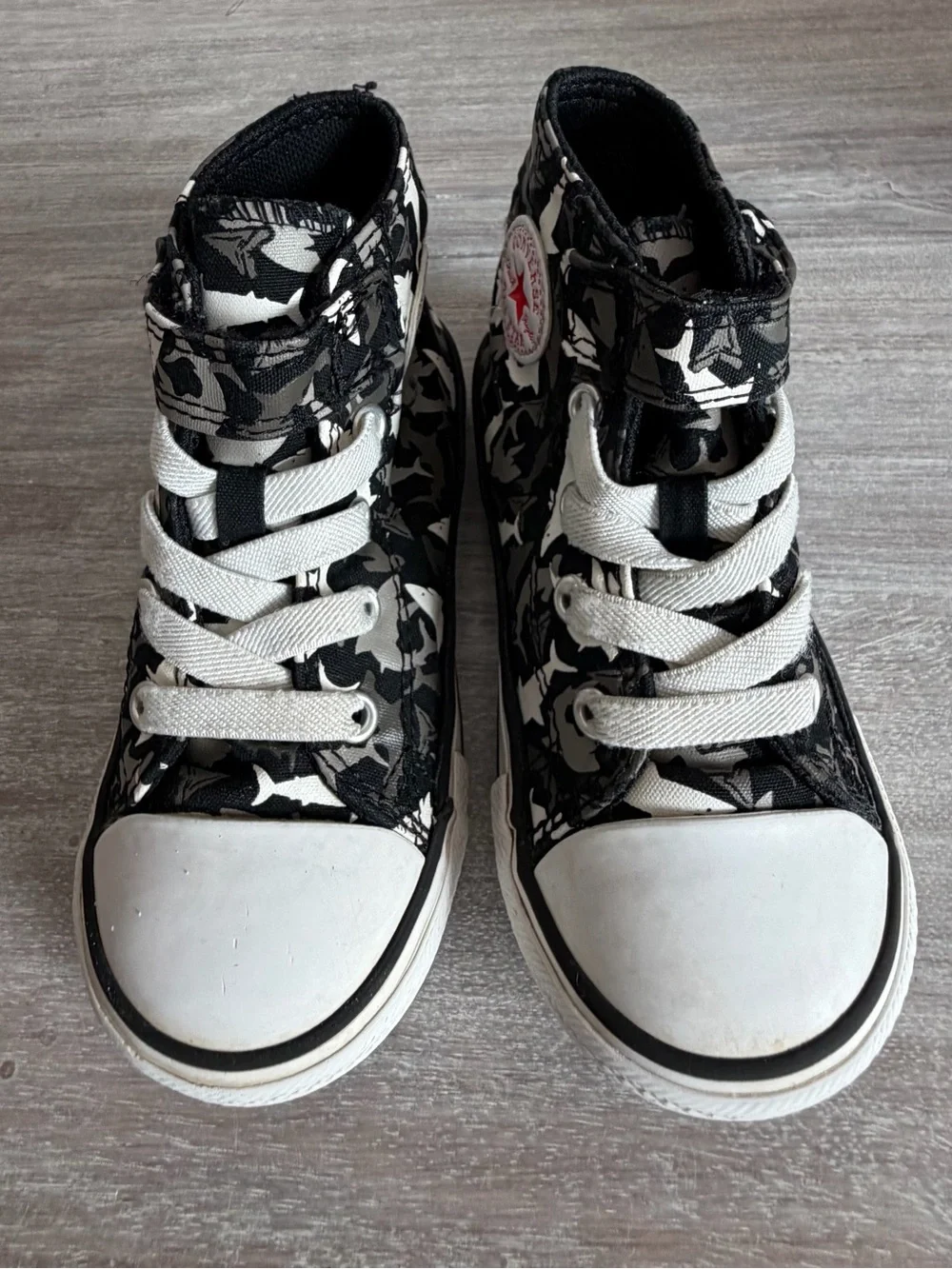 Converse Black White Canvas High-Top Shark Ocean Tie Slip-on Sneakers Toddler 8